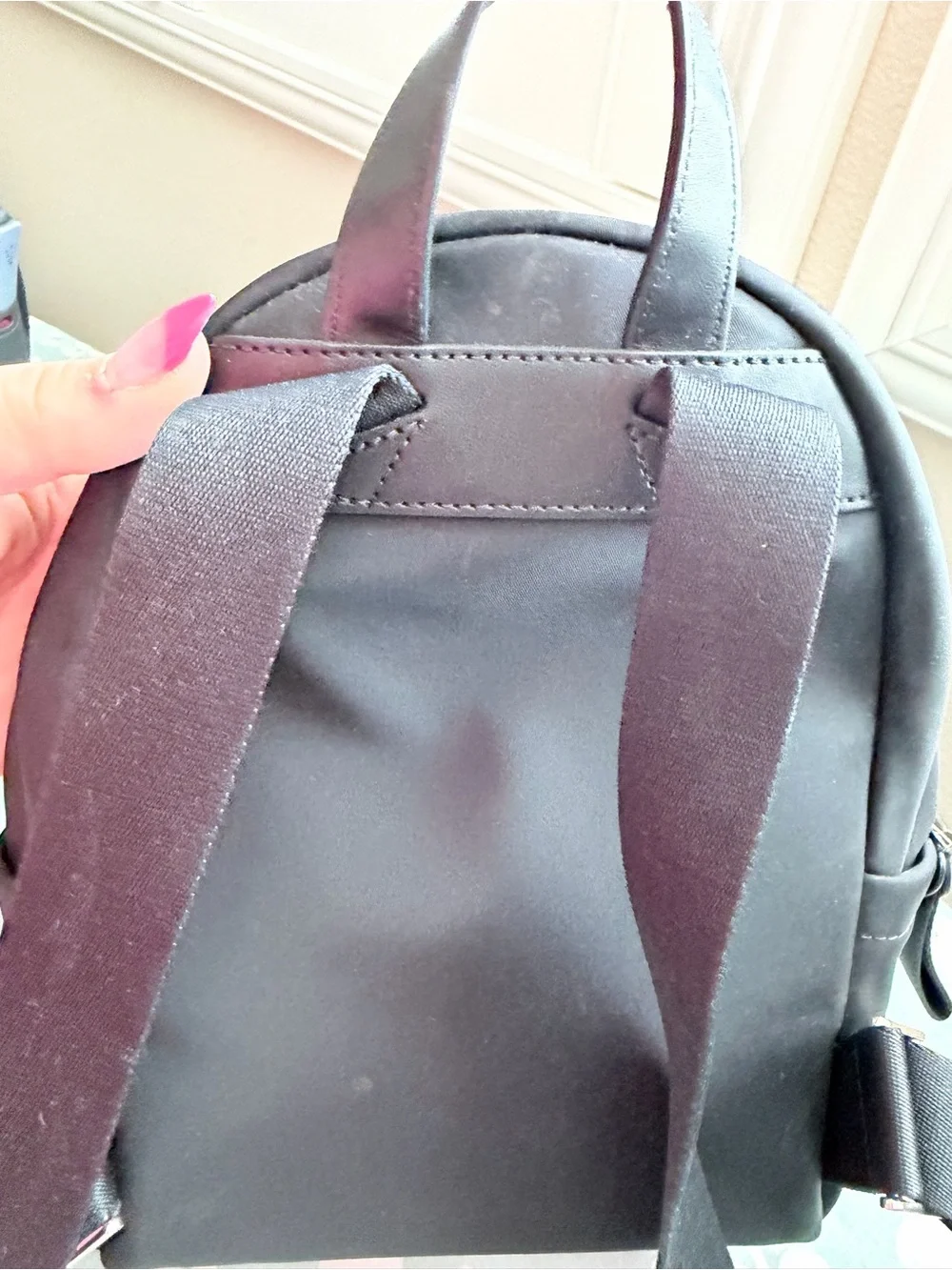 Kate Spade Black Nylon Mini Backpack with Gold Accents